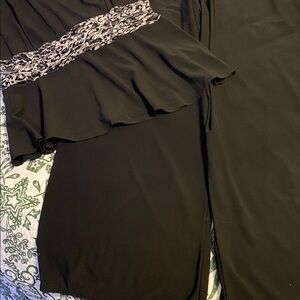 Perceptions Black 2 piece outfit with Animal Print Accent, lightweight